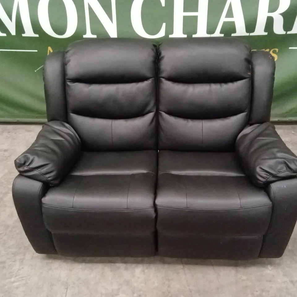 ROTHBURY LUXURY FAUX LEATHER HIGH BACK 2 SEATER MANUAL RECLINER SOFA - BLACK RRP £629