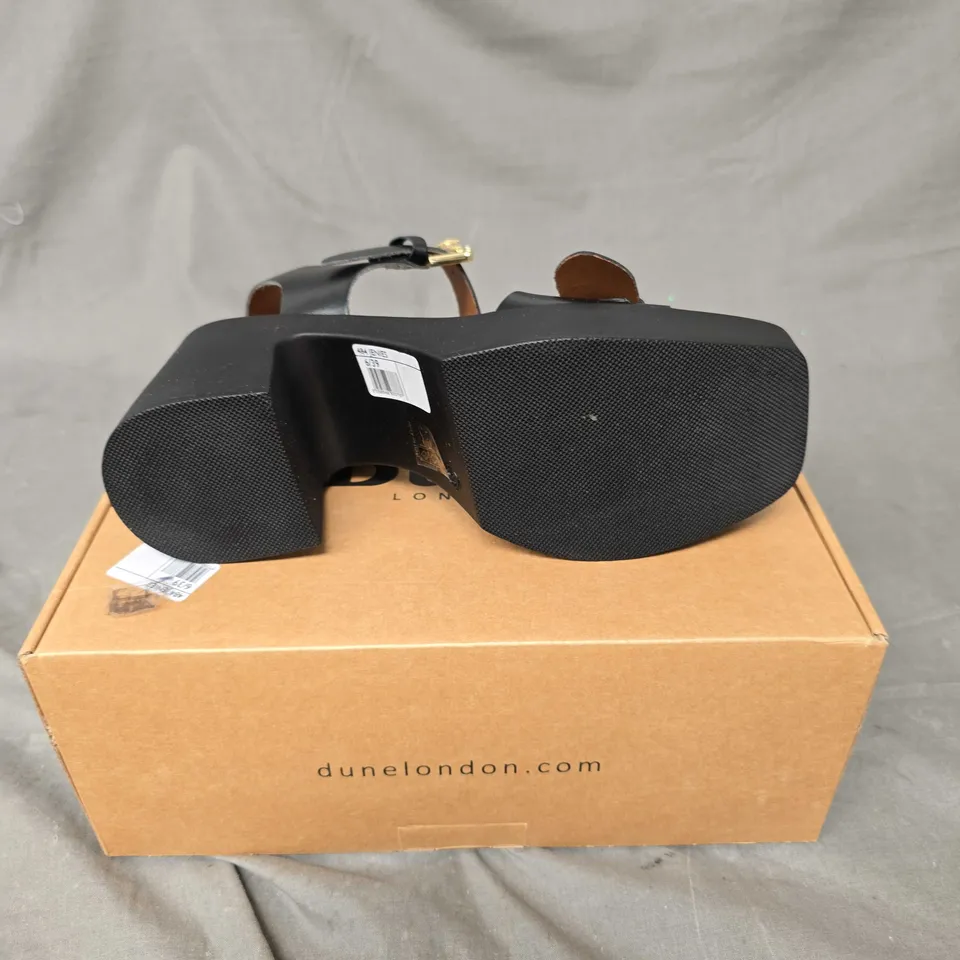 BOXED PAIR OF DUNE JENIES BUCKLE PLATFORM HEEL SHOES - 6