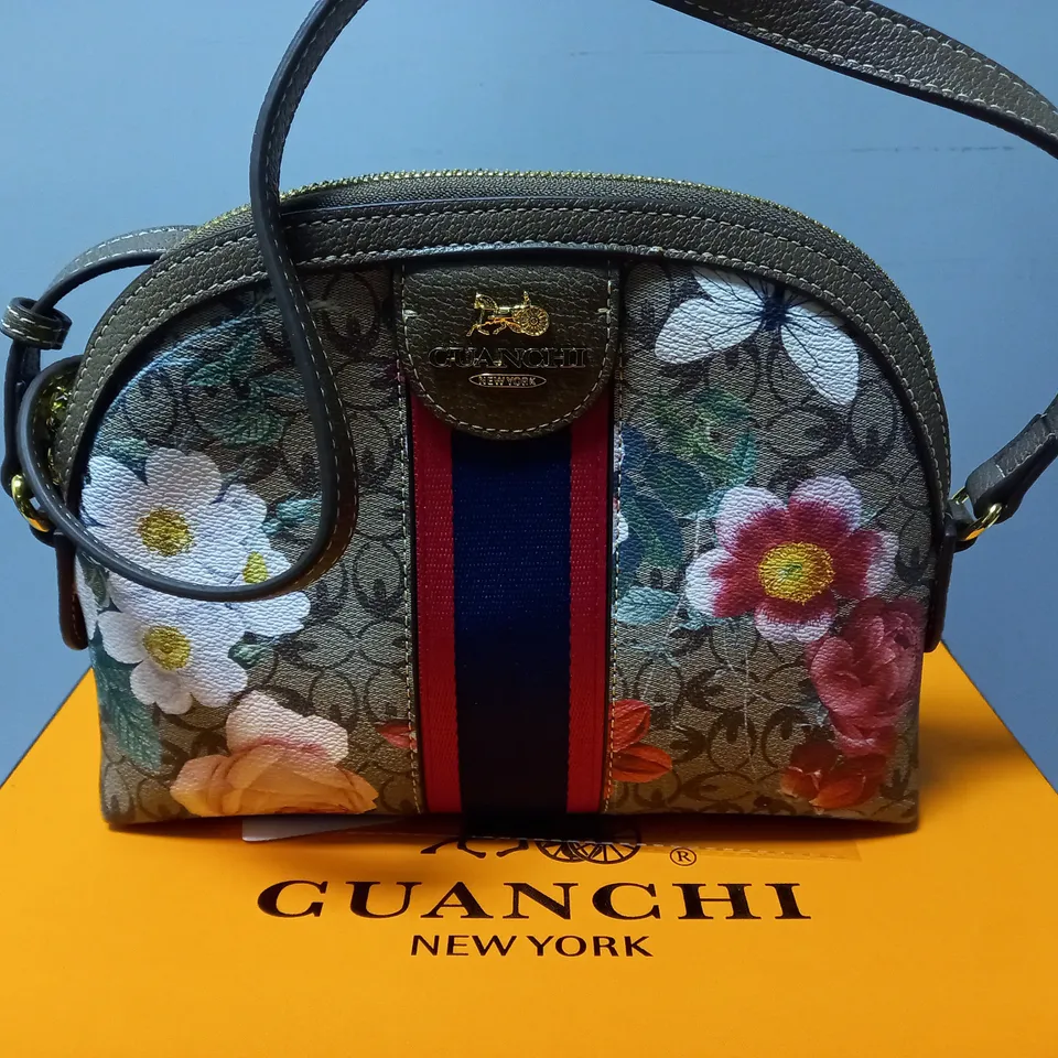 BOXED GUANCHI OVER SHOULDER FLORAL HAND BAG 