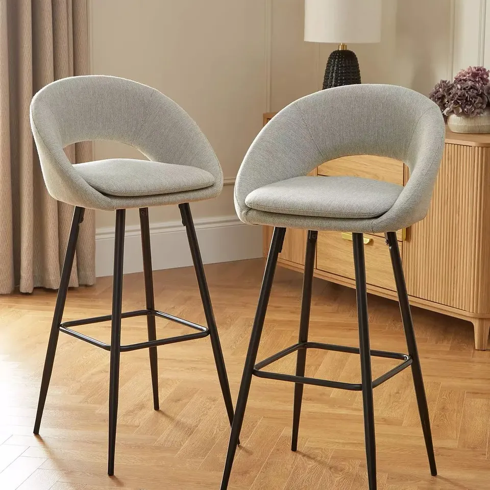 PAIR OF AURELIA BAR STOOLS - NATURAL/BLACK - COLLECTION ONLY