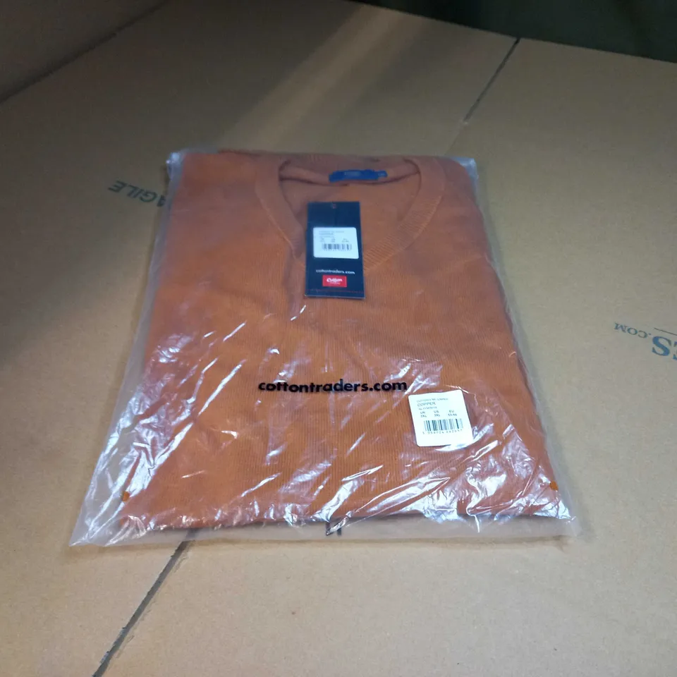 PACKAGED COTTON TRADERS COPPER COTTON V NECK JUMPER - 3XL