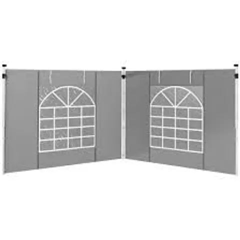 BOXED OUTSUNNY GAZEBO SIDE PANELS, 2 PACK SIDES REPLACEMENT, FOR 3X3(M) OR 3X6M POP UP GAZEBO, WITH WINDOWS AND DOORS, LIGHT GREY