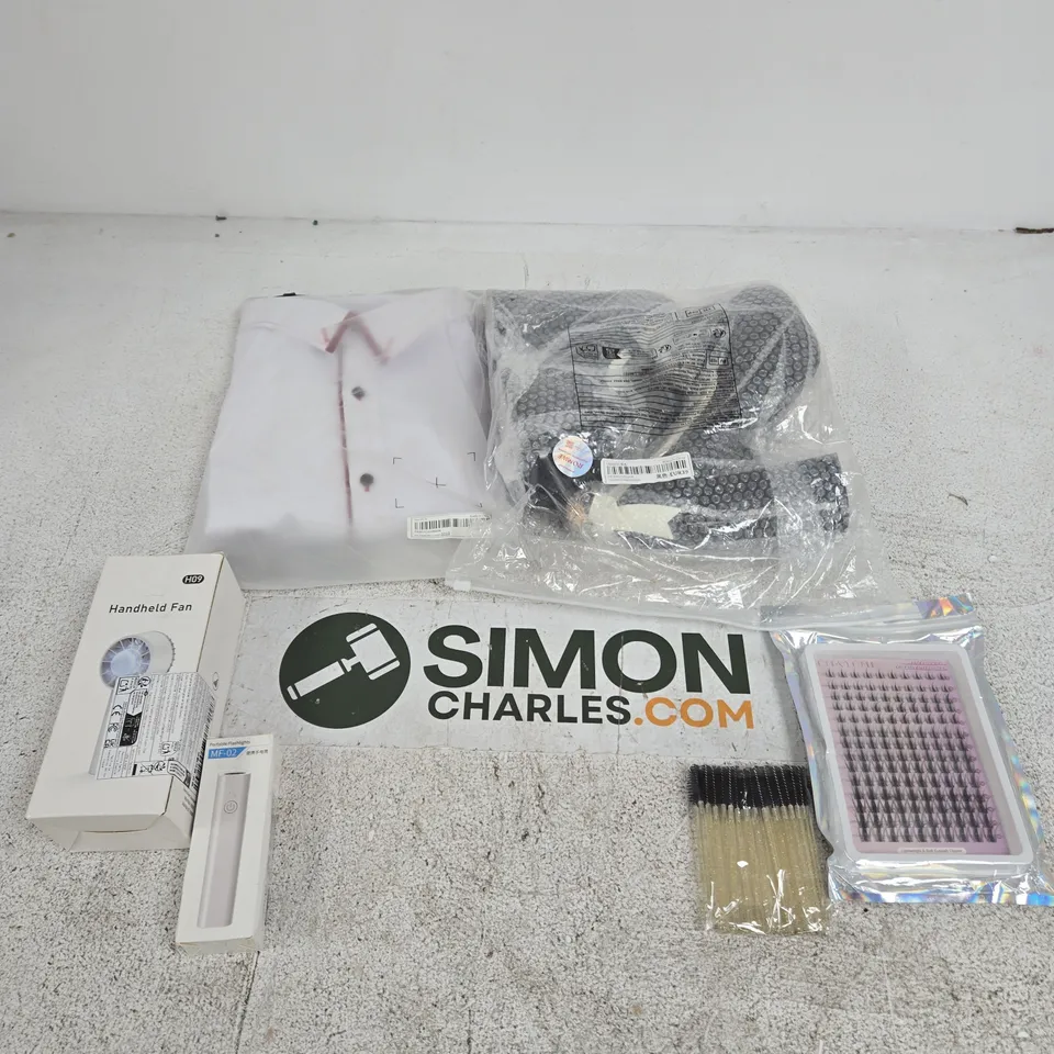 BOX OF APPROXIMATELY 15 ASSORTED ITEMS INCLUDING FALSE EYELASHES, SPOOLIES AND HIGH HEELS