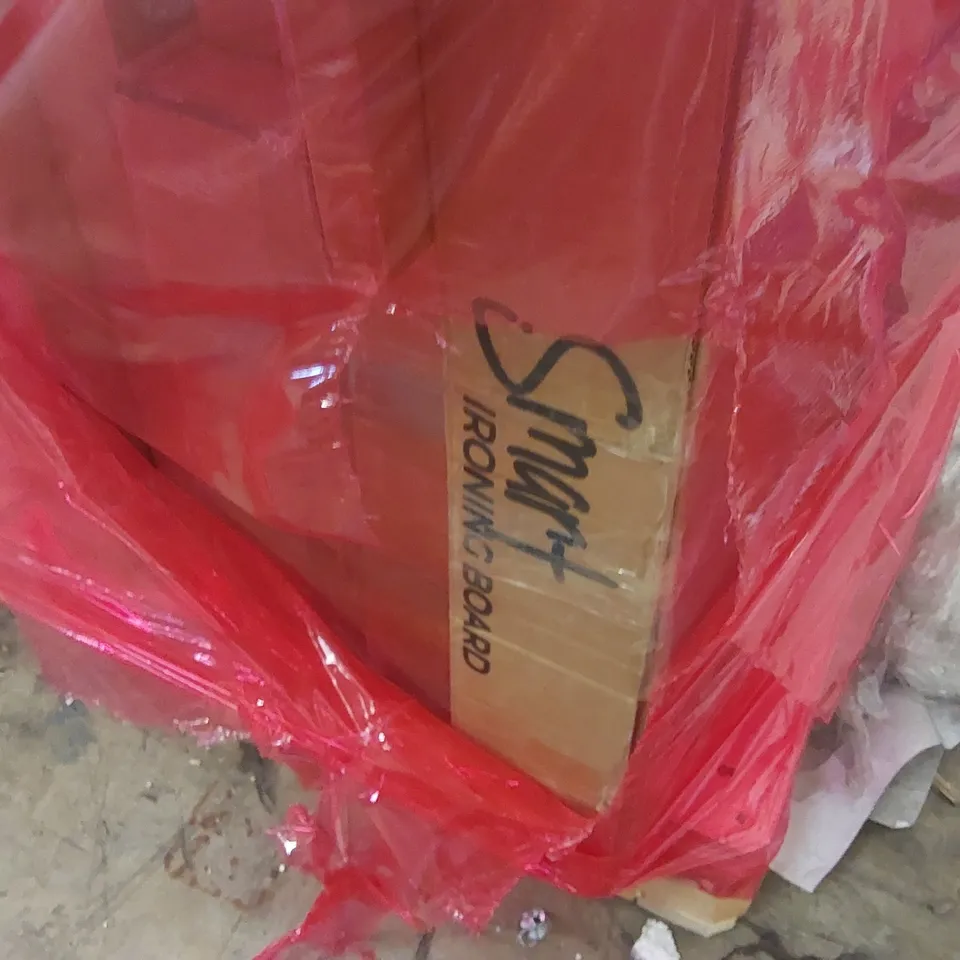 PALLET CONTAINING ASSORTED ITEMS TO INCLUDE: BEDSIDE TABLE, IRONING BOARD, FULL LENGTH MIRROR ECT