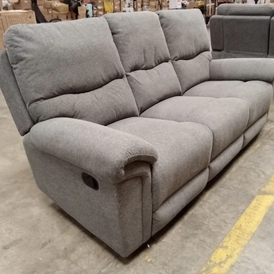 FOSSE 3 SEATER MANUAL RECLINER SOFA - GREY