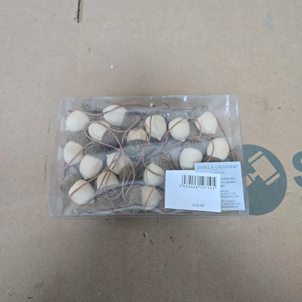 BOX OF 6 SETS OF GISELA GRAHAM ACORN HANGING TREE DECORATIONS