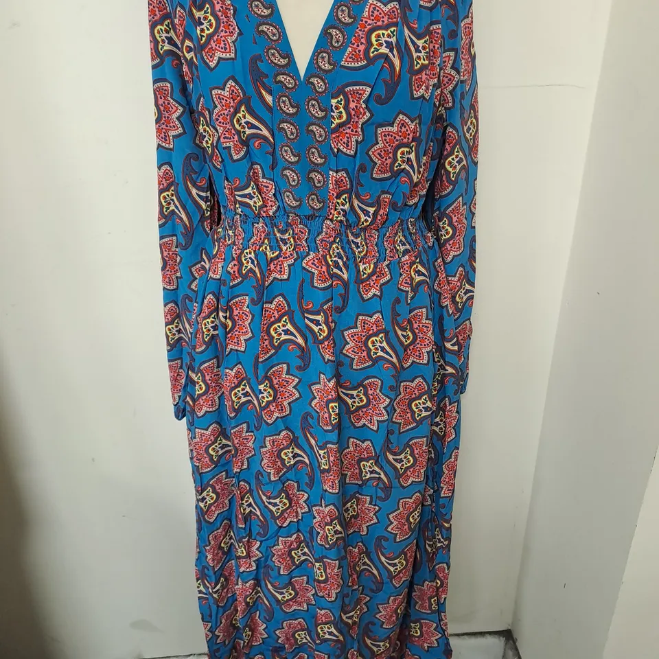 BODEN PAISLEY V-NECK DRESS - UK 12R