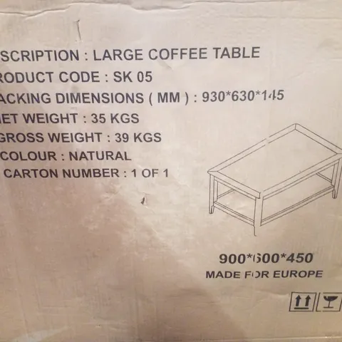 BOXED LARGE COFFEE TABLE 93×63×145CM - NATURAL