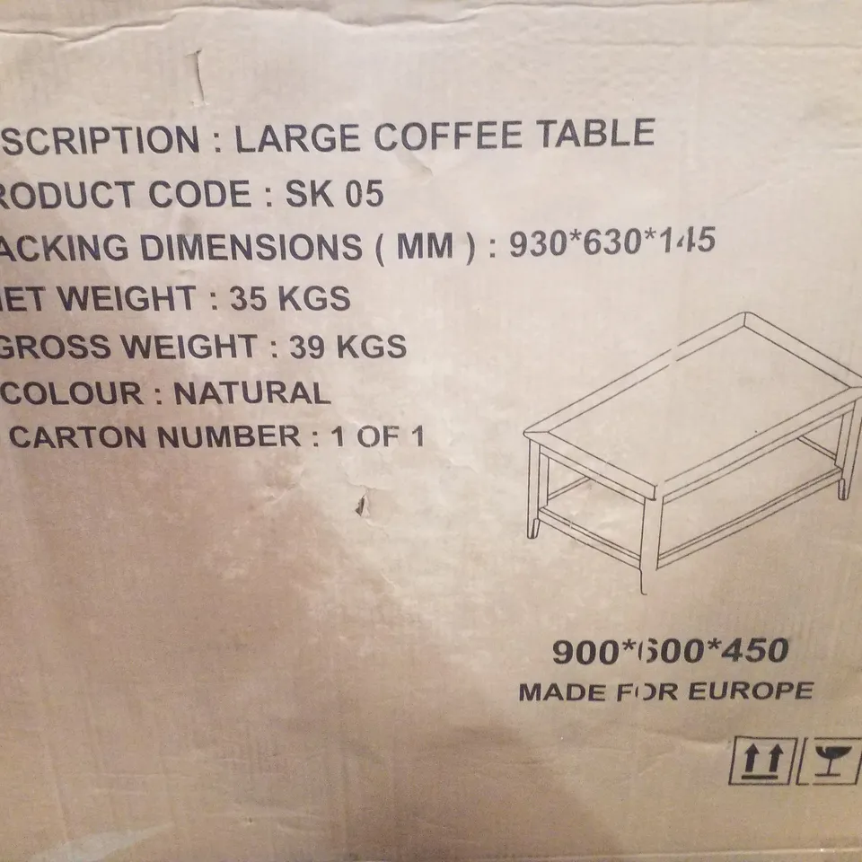 BOXED LARGE COFFEE TABLE 93×63×145CM - NATURAL