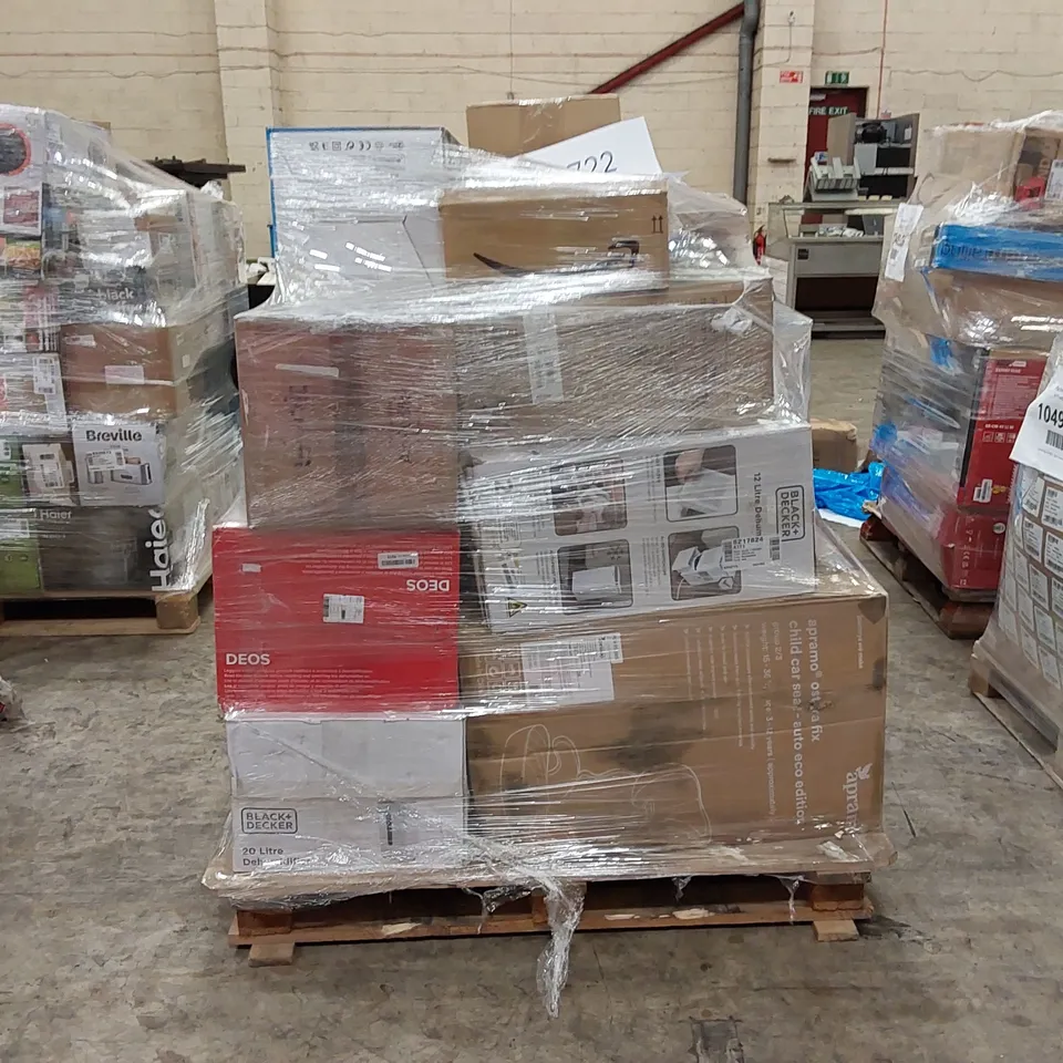 PALLET OF APPROXIMATELY 19 UNPROCESSED RAW RETURN HOUSEHOLD AND ELECTRICAL GOODS TO INCLUDE;