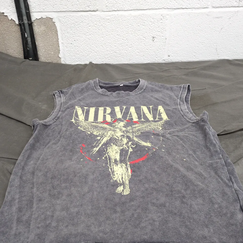 NIRVANA SLEEVELESS GREY T SHIRT MUSIC