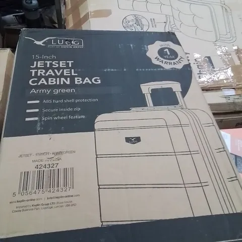 BOXED LUGG 15INCH JETSET TRAVEL CABIN BAG ARMY GREEN 