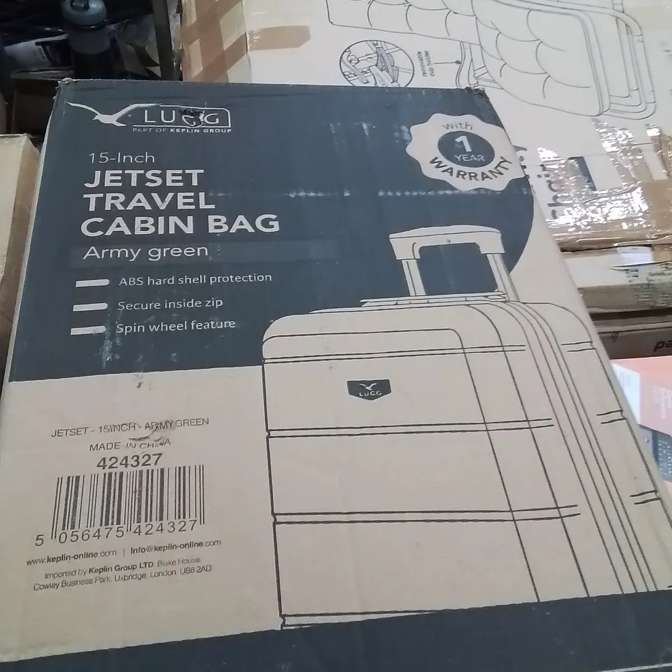BOXED LUGG 15INCH JETSET TRAVEL CABIN BAG ARMY GREEN