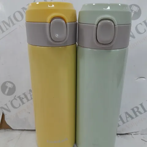 LOCK & LOCK SET OF 2 STAINLESS INSULATED DAILY POP PASTEL WATER BOTTLES