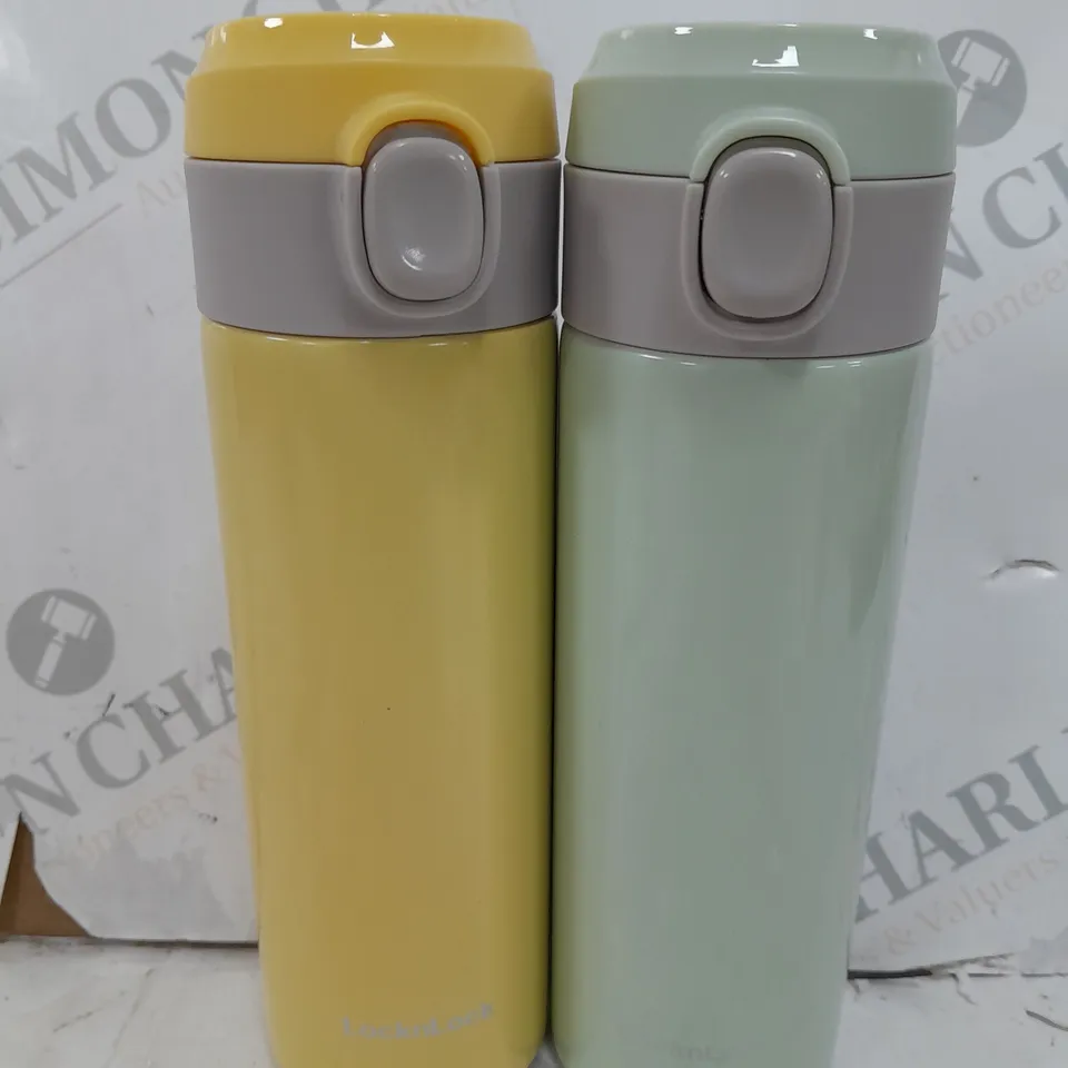 LOCK & LOCK SET OF 2 STAINLESS INSULATED DAILY POP PASTEL WATER BOTTLES