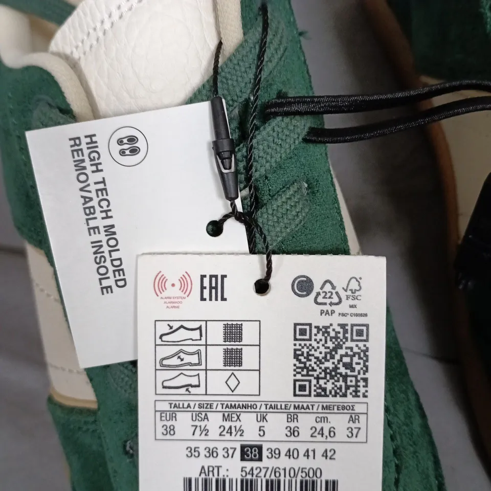 ZARA GREEN SUEDE SNEAKERS – UK 5 (EU 38)