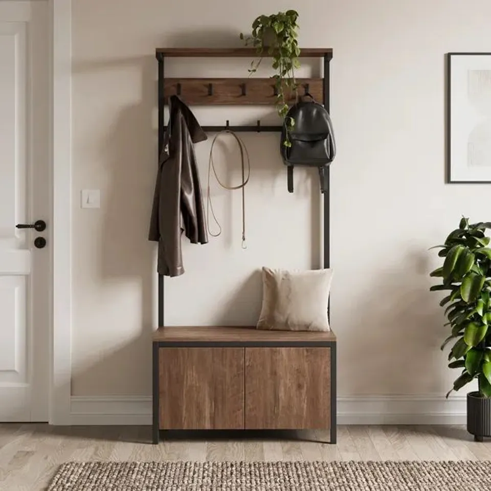 BOXED FULTON COAT BENCH - PINE EFFECT (1 BOX)