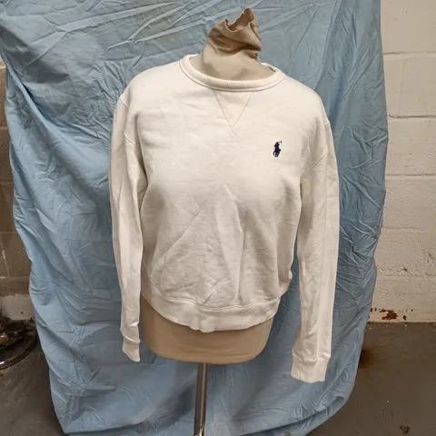 POLO RALPH LAUREN WHITE CREWNECK SWEATSHIRT – MEN'S, SIZE M