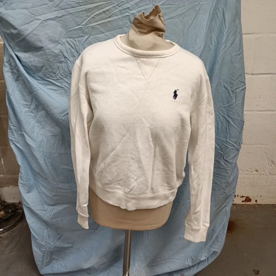 POLO RALPH LAUREN WHITE CREWNECK SWEATSHIRT – MEN'S, SIZE M