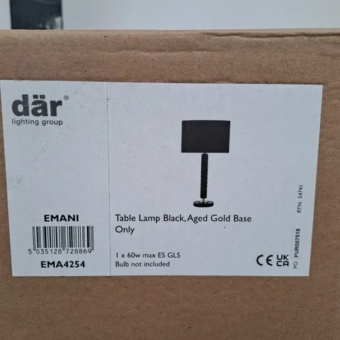 TABLE LAMP BLACK AND AGED GOLD BASE 