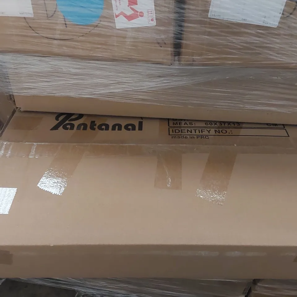 PALLET CONTAINING A VERY LARGE QUANTITY OF PANTANAL FLAT PACK FURNITURE AND OTHER ASSORTED PRODUCTS INCLUDING: BABY PLAY MAT, LED GROW LIGHT ECT