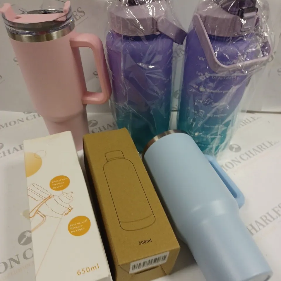LOT OF 6 ASSORTED DRINKS CONTAINERS