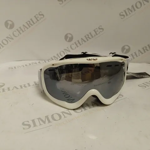 RAVS MADE BY ALPLAND SNOWBOARING GOGGLES IN WHITE & SILVER