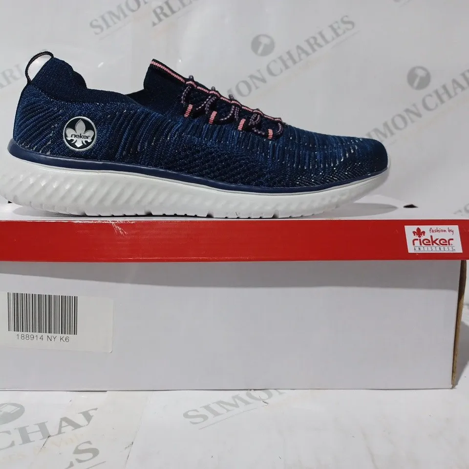 BOXED RIEKER TRAINERS IN NAVY SIZE 6