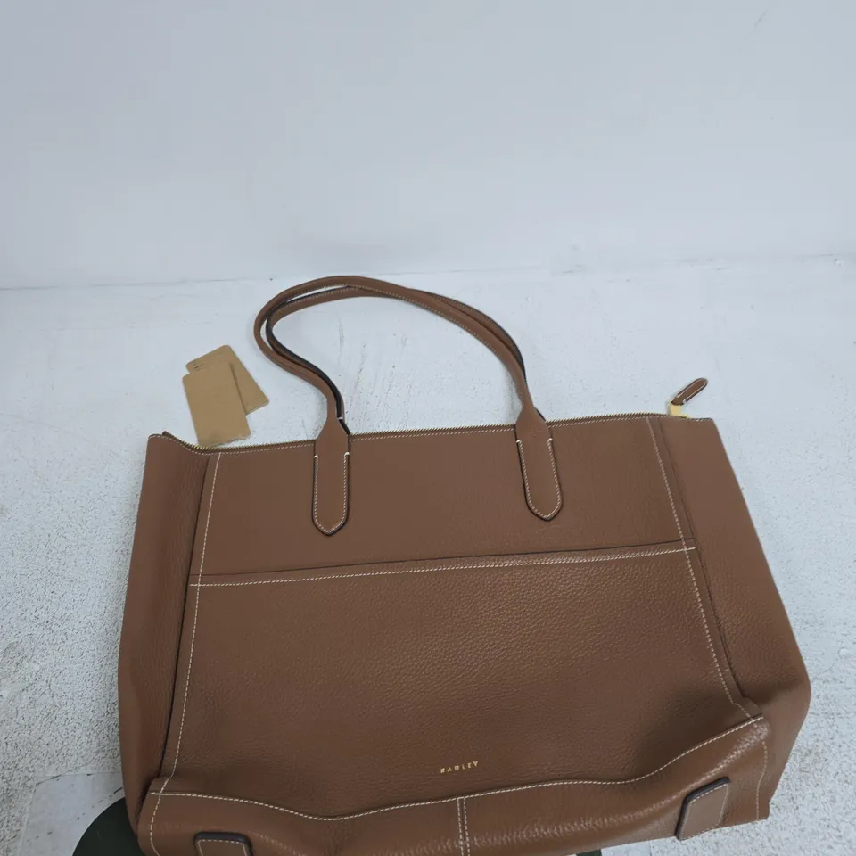RADLEY BROWN PEBBLED LEATHER TOTE BAG 