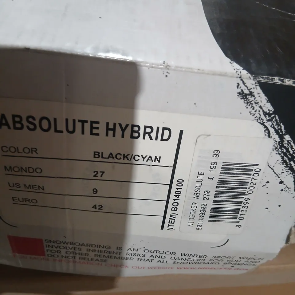 NIDECKER ABSOLUTE HYBRID I SNOWBOARD BOOTS – BLACK/CYAN, UK 8 (US 9 / EU 42 / MONDO 27)