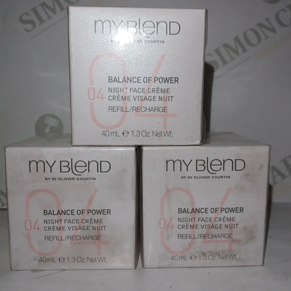 LOT OF APPROX 10 X 40ML MY BLEND BALANCE OF POWER NIGHT FACE CREME