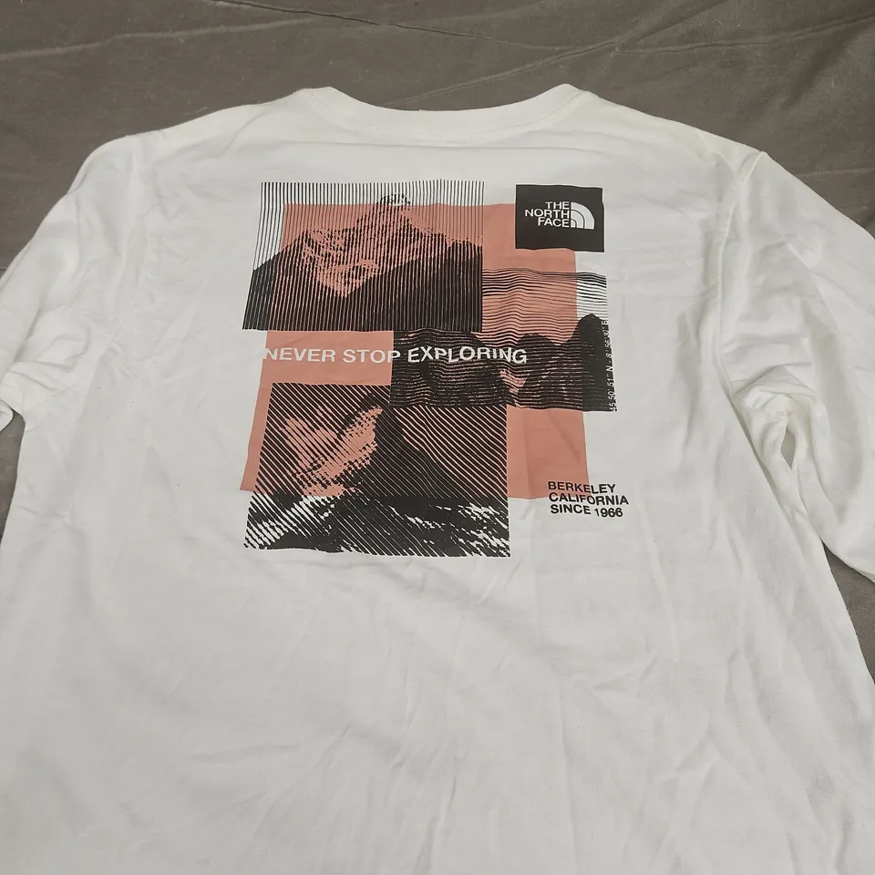THE NORTH FACE MEN’S WHITE LONG-SLEEVE T‑SHIRT – UK SMALL (SIZE S)