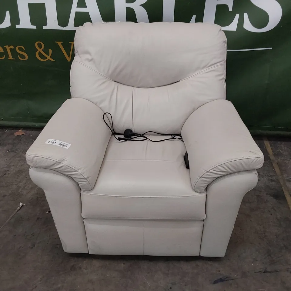 QUALITY BRITISH DESIGNER G PLAN WASHINGTON POWER RECLINING EASY CHAIR KENSINGTON CHALK LEATHER 