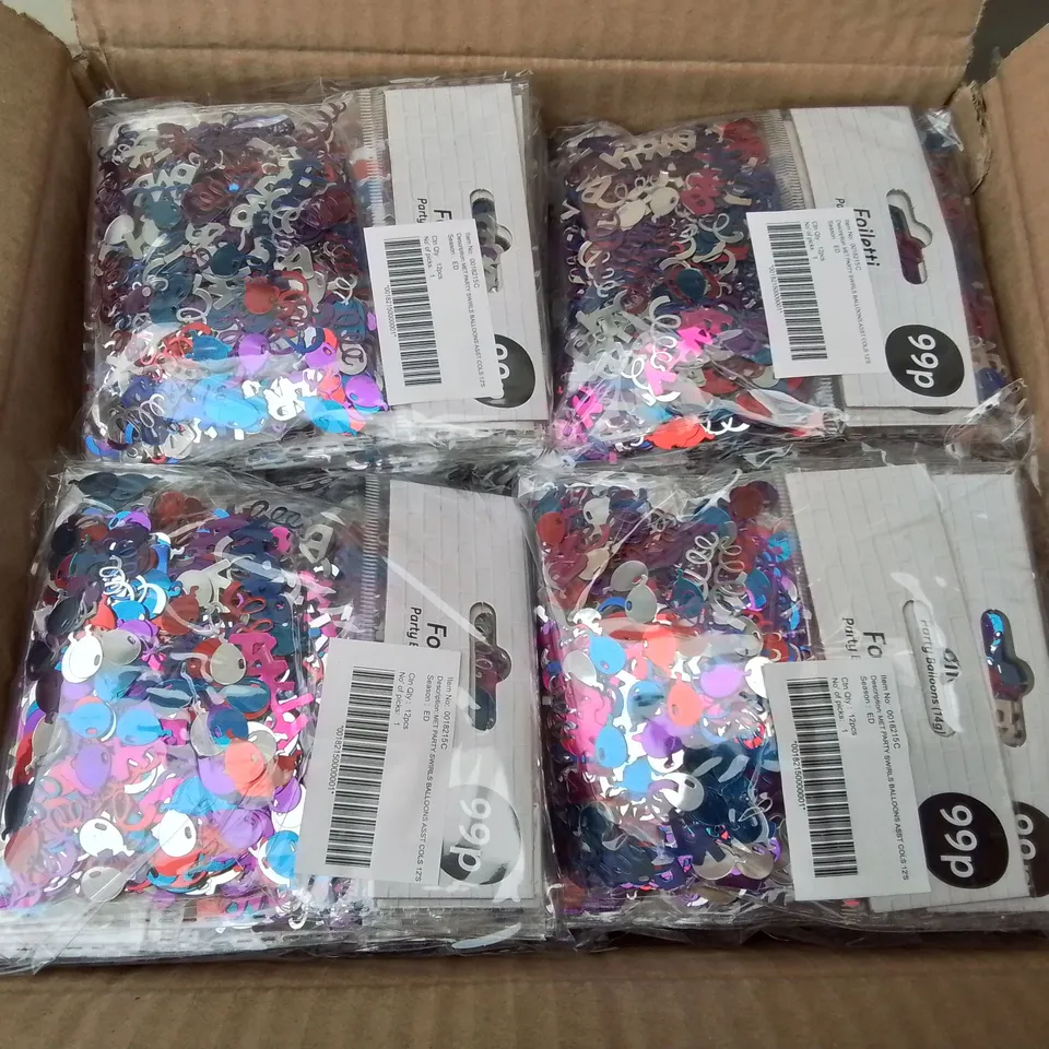LOT OF 4 BOXES OF BRAND NEW METALLIC PARTY SWIRLS BALLOON CONFETTI - 144 PIECE PER BOX / TOTAL 576