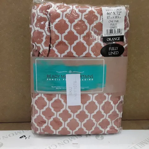 BRAND NEW COTSWOLD PENCIL PLEAT CURTAINS - 117CM X 183CM (ORANGE)
