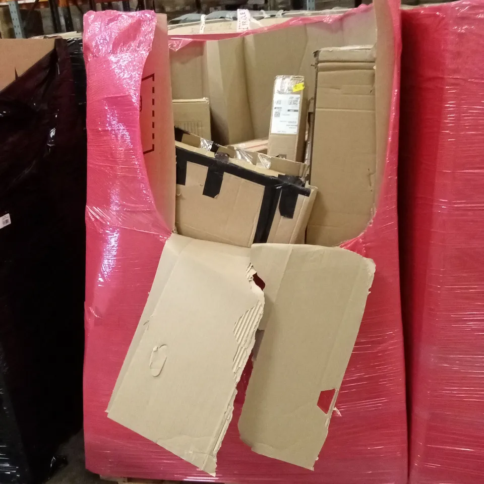 PALLET OF ASSORTED HOUSEHOLD GOODS & PRODUCTS TO INCLUDE; GARDEN UMBRELLA, RICE COOKER, KIDS BICYCLE ETC