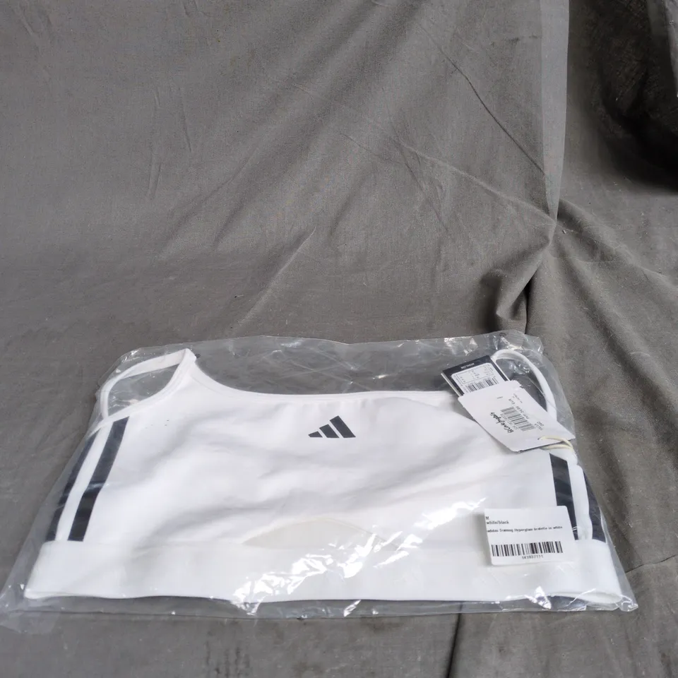 ADIDAS HYPERGLAM BLACK/WHITE TRAINING BRALETTE MEDIUM WHITE, BAGGED WITH TAGS