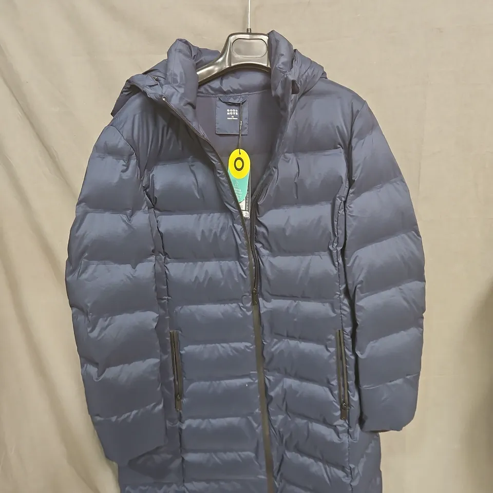 GOOD MOVE NAVY PADDED HOODED JACKET SIZE 14