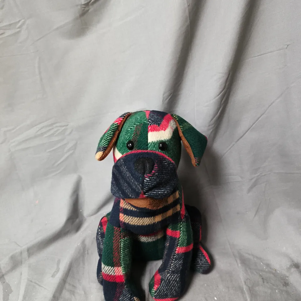 TARTAN DESIGN DOG DOOR STOP 