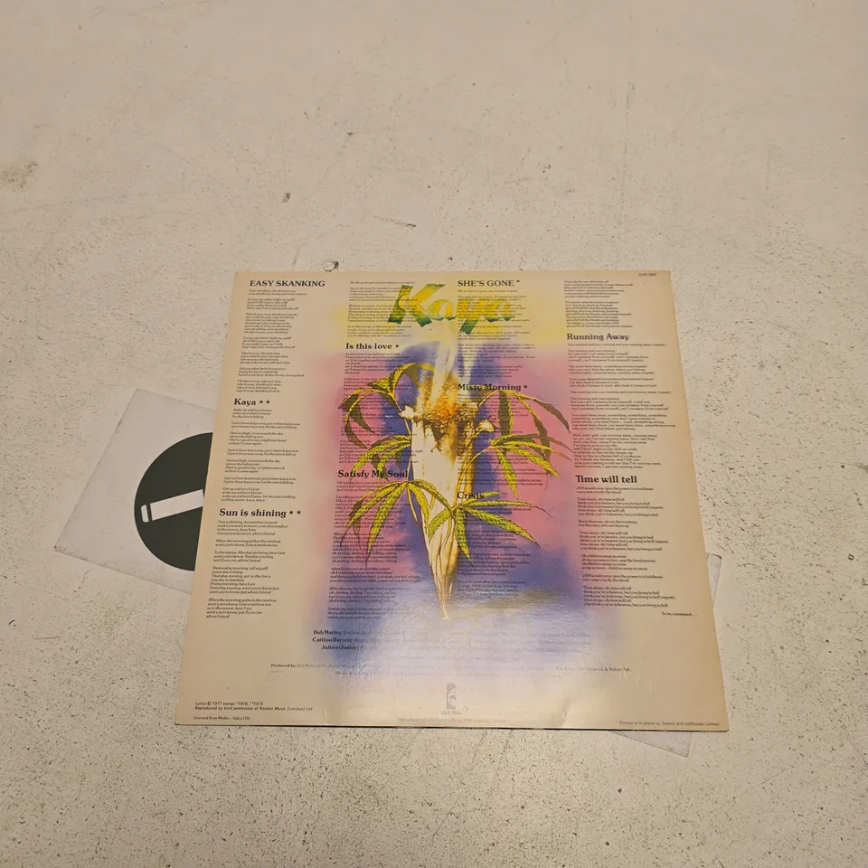 BOB MARLEY & THE WAILERS KAYA LP SLEEVE – FRONT & BACK