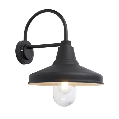 BOXED FARMHOUSE 1 LIGHT OUTDOOR WALL LIGHT BLACK CLEAR