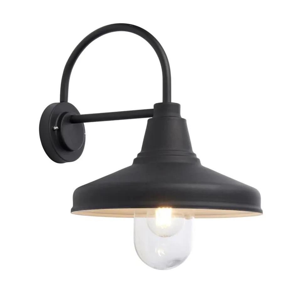 BOXED FARMHOUSE 1 LIGHT OUTDOOR WALL LIGHT BLACK CLEAR
