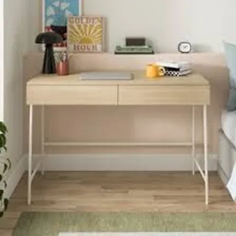 BOXED CIAN 2 DRAWER STORAGE DESK - LIGHT OAK EFFECT (1 BOX)