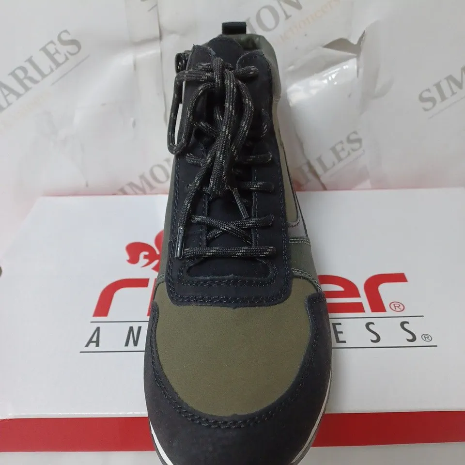 BOXED RIEKER HIGH TOP TRAINER BOOTS, KHAKI - SIZE 5 