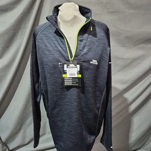 TRESPASS NAVY FLEECE WITH NEON ZIP - MEN'S - SIZE L