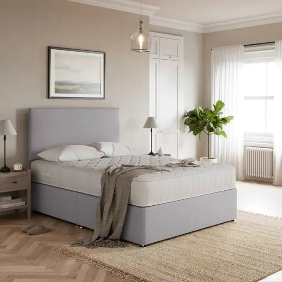 BAGGED FOGARTY 2 DRAWER LINEN 4' SMALL DOUBLE DIVAN BASE - GREY (2 ITEMS)