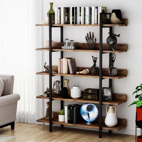 BOXED BOOKSHELF BOOKCASE STORAGE RACK STANDING SHELF 5-TIER INDUSTRIAL BOOKCASE (1 BOX)
