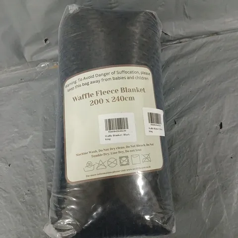 SEALED BLACK WAFFLE BLANKET - KING 200X240CM 