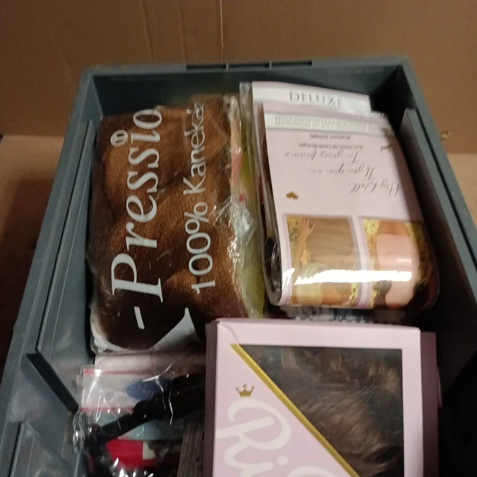 BOX OF APPROXIMATELY 8 ASSORTED WIGS AND HAIR EXTENSIONS