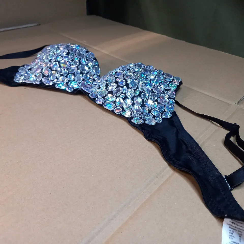 DESIGNER BLACK/GEM DETAILED STATEMENT BRALETTE/TOP - SMALL